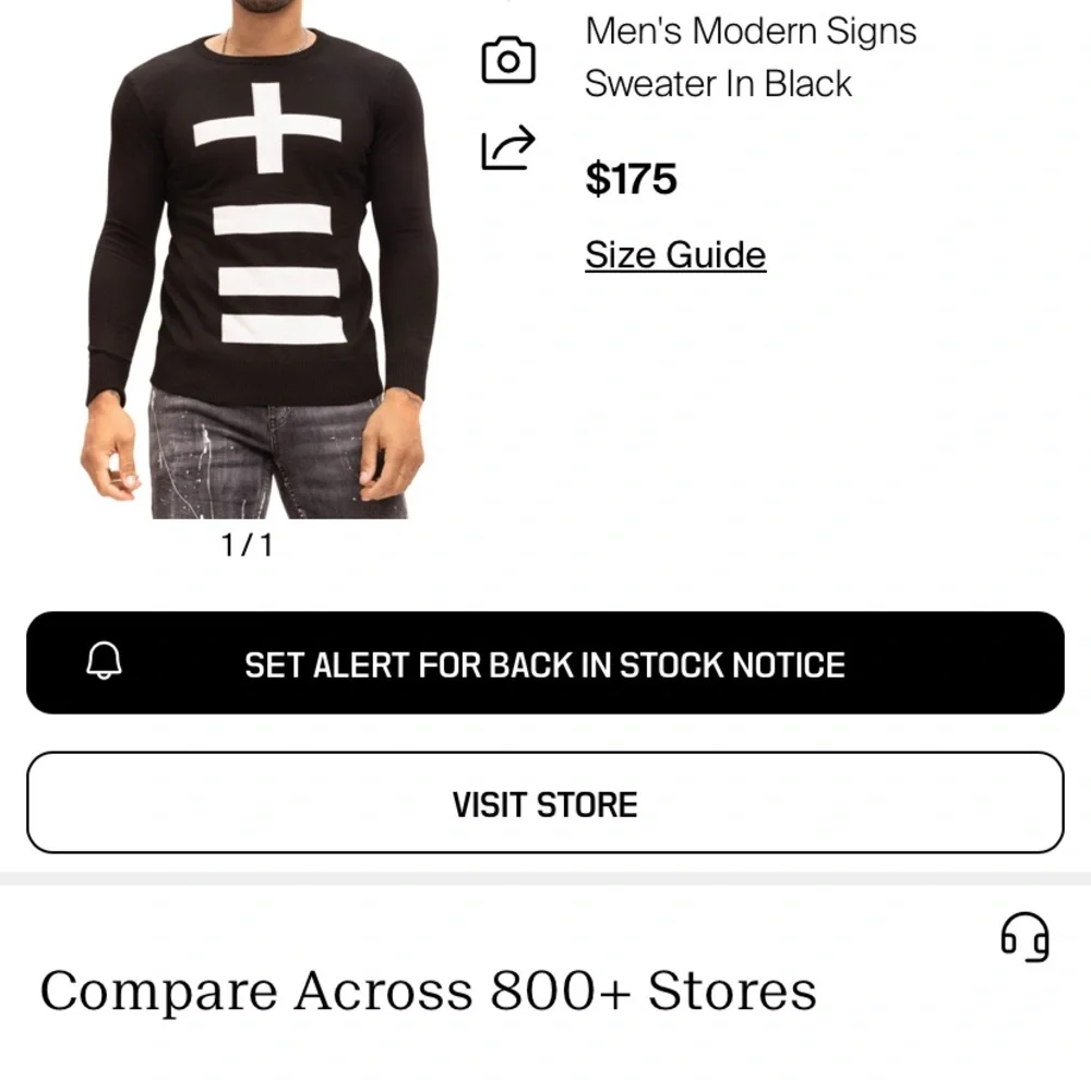 Ron Tomson Men’s Black Modern Signs Graphic Sweater